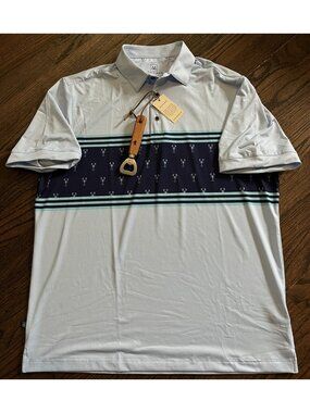 NWT Mizzen+Main Versa Golf Polo Shirt Mens Sz XL Trim Blue Lobster Print $98